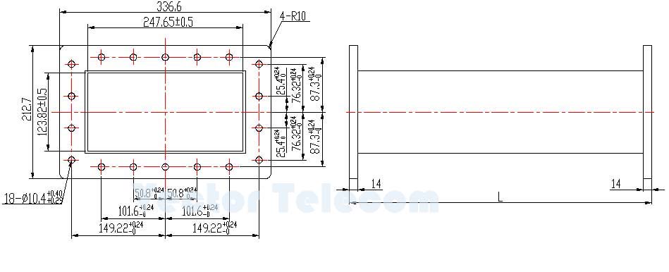 Vector Telecom - VT9WAL1000PPA - WR975 Straight Waveguide